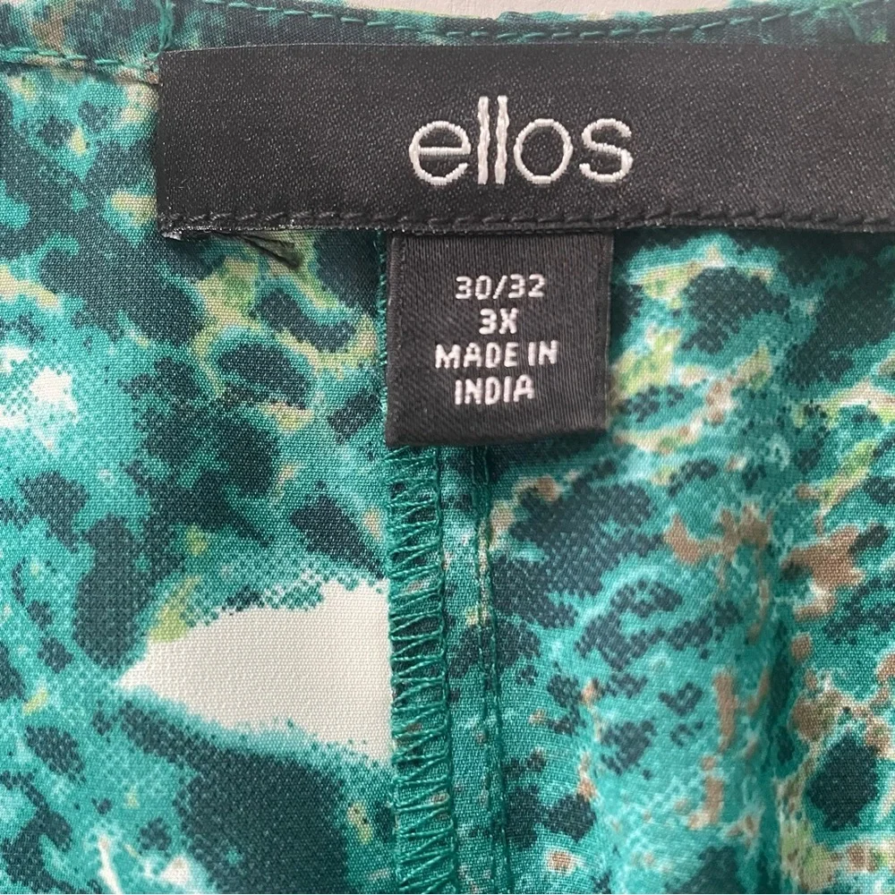 ON SALE⭐️ Ellos tunic top green pattern V neck dropped sleeves drawstring waist - Picture 16 of 16